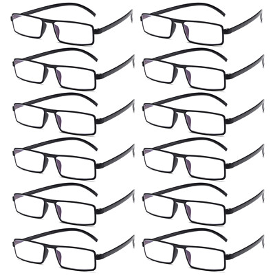12PK Unisex Unbreakable Lightweight Reading Glasses Blue Light Blocking Readers