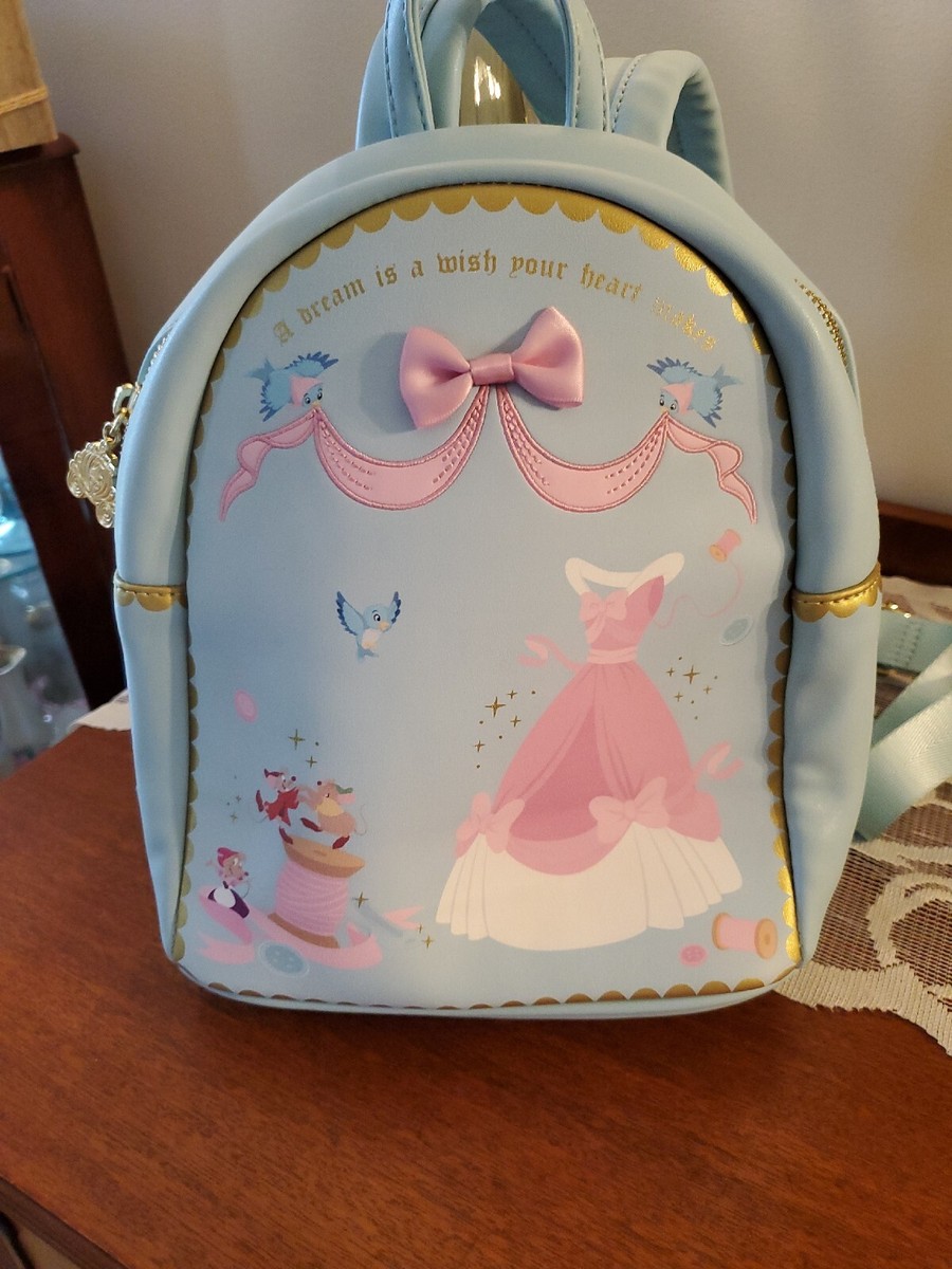 Loungefly Mini Backpack Cinderella Sewing Mice Pink Dress Disney New  Without Tag