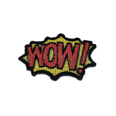 Aufnäher / Bügelbild -  WOW! Comic Kinder   rot   7,3x4,9cm - Patches Aufbügeln