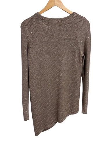 APT. 9 Women's Long Sleeve Light Brown Sparkly Pullover Sweater Size M - Picture 5 of 13