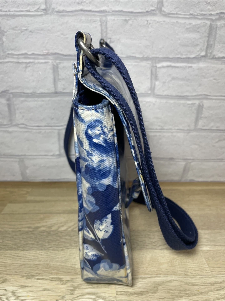 Cath Kidston Peony Blossom Saddle Cross Body Bag Blue And White PVC Coating - Image 3 of 4