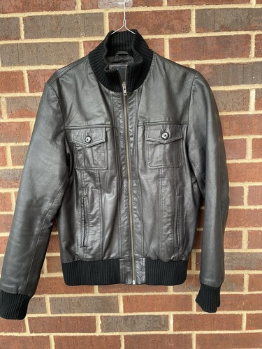 Jack\u0026Jones Black leather jacket Large 