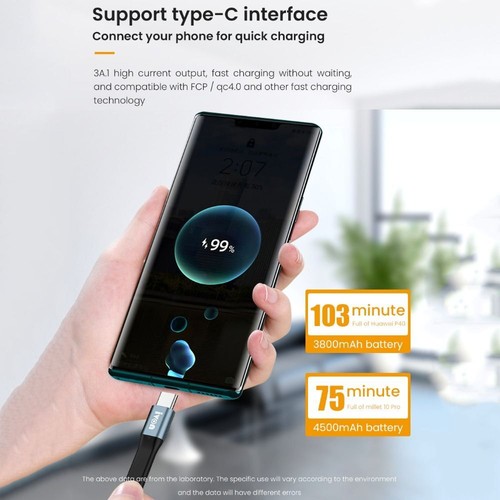 Ultra Short Type-C Data Cable Micro USB Phone Charger Cord Fast Charging Cord - Photo 5 sur 13