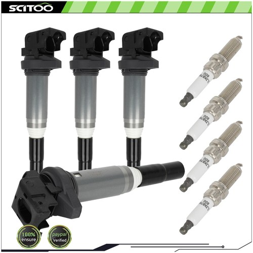 4* Ignition Coils & 4* Spark Plugs For BMW 550i GT 645Ci 650i 745Li 750i 4.4L