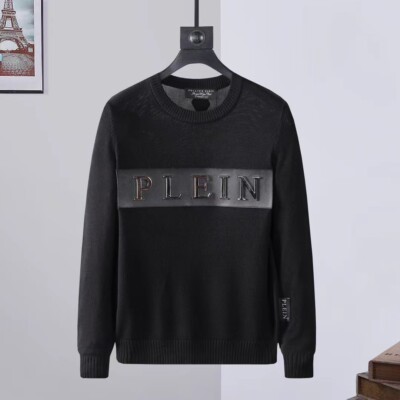 PHILIPP PLEIN METALL LOGO PHILIP SWEATER GOLF PULLOVER CLUB DISCO PELLE NEU