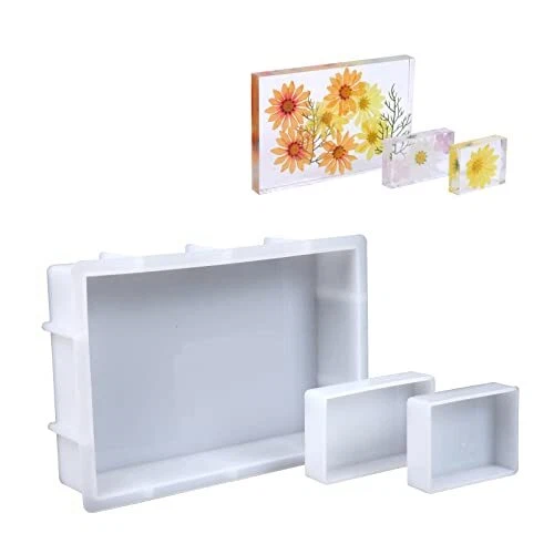 3 Pcs Rectangular Silicone Molds for Resin Large Resin Mold Glossy Deep Square - Picture 1 of 7