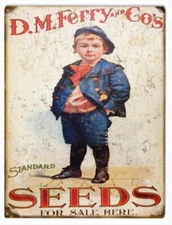 Vintage Style Metal Sign D.M.Ferry Standard Seeds For Sale Here 9x14