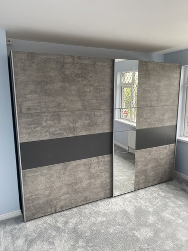 Rauch Korbach Metallic Grey Stone Grey 218CM 2 Sliding Door Wardrobe - Picture 7 of 9