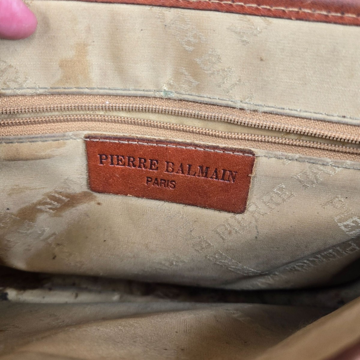 Vintage Pierre Balmain Brown Leather Canvas Paisley Vintage Pierre Balmain Brown Leather Canvas Paisley