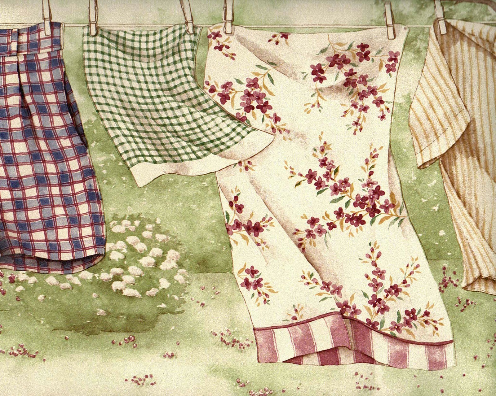 Country Windy Popularity Clothesline Wallpaper Border LOT "FREE 556