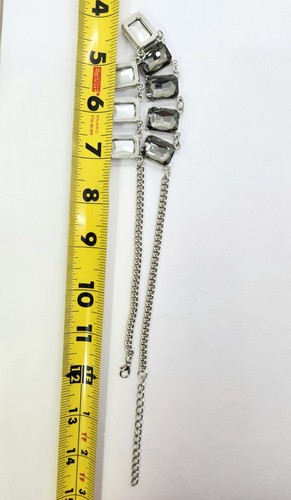 Classic Faceted Stones Choker Necklace Bezel Set Smoke Gray Glass Colors Sparkle - Picture 10 of 11
