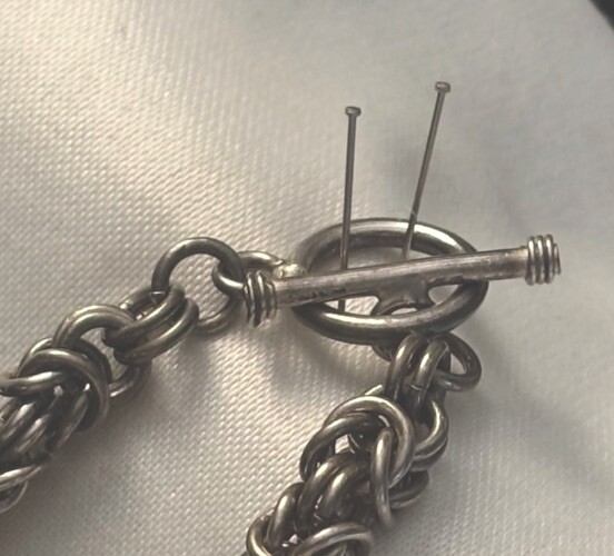 Sterling Handmade Braided/Linked Toggle Bracelet.… - image 3