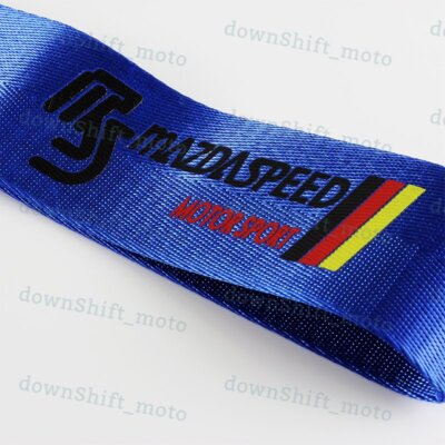 Black JDM Mazdaspeed Tow Strap For Mazda Cars – Drift Racing Style, Front/Rear Hook