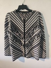 Nine West Women’s Black & White tweed fringe Jacket Xsmall Western Style