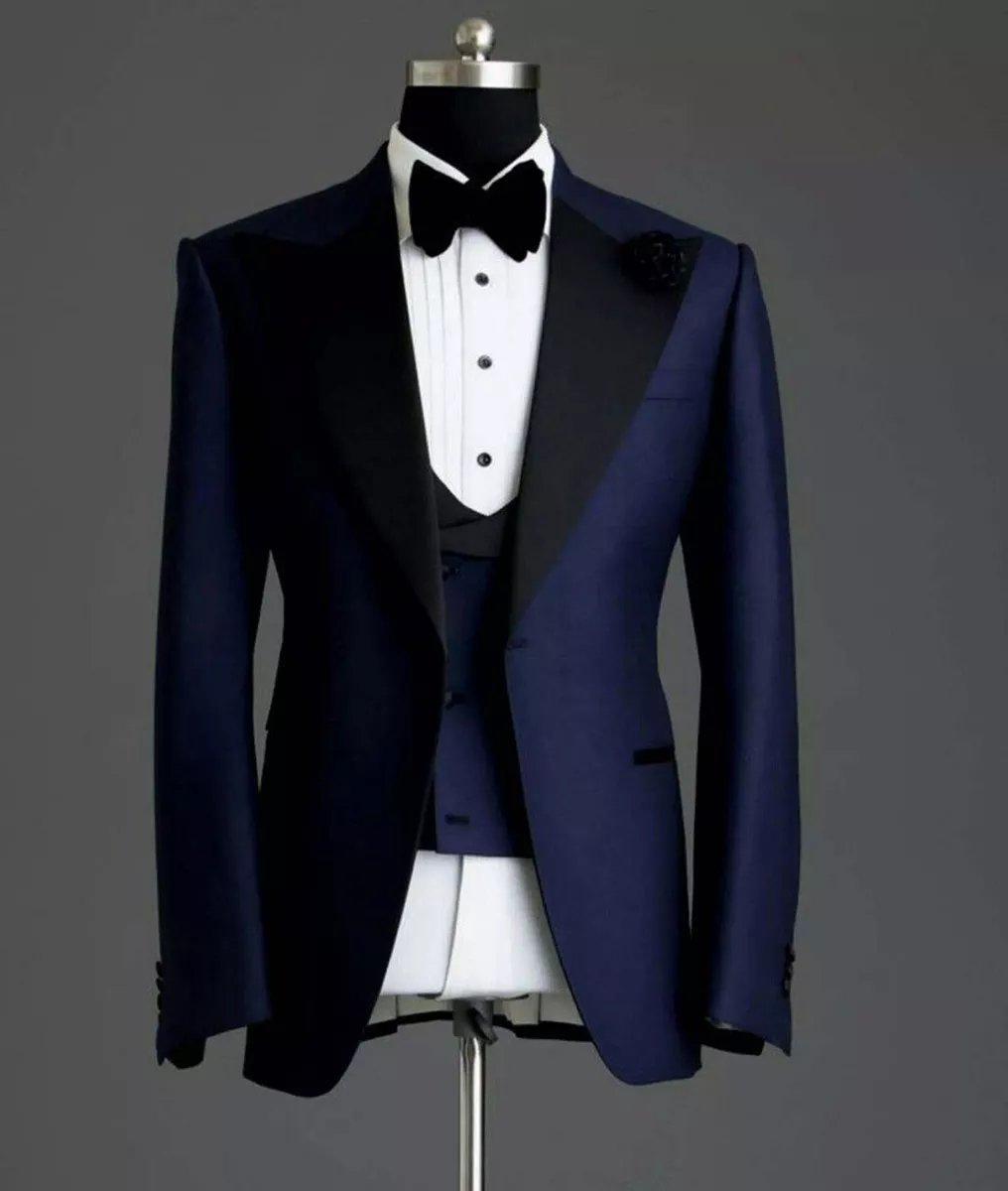 Blue suit sales black waistcoat