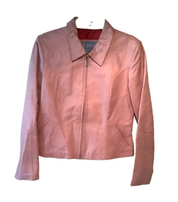 Edge Italian Fashion Vintage Pink Leather Zip Jacket! Large
