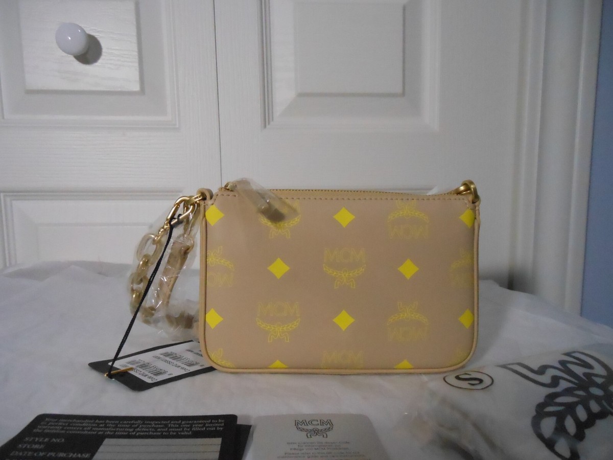NWT MCM $560 Mini Color Splash Logo Pouch-On-Chain Shoulder Bag 