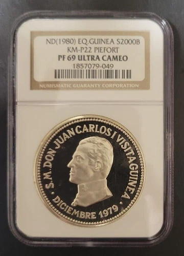 ***PIEFORT*** 1980 EQUATORIAL GUINEA  2000 bipkwele KM-P22 NGC PF 69 UC