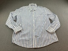 Aeropostale Button Up Shirt Men XXL White Blue Stripe 100 Cotton Embroider Logo