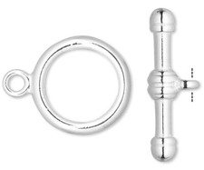 10 Sets Silver Plated Brass 16mm Round Toggle Clasps with 25mm Bar Final Stock 