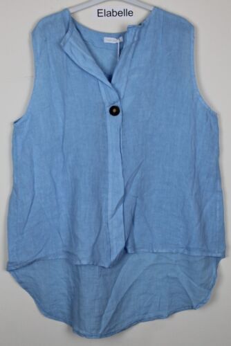New Summer Ladies Linen Sleeveless Lagenlook Casual Comfy Quirky Linen Vest Top - Picture 9 of 13