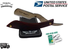 BARBER STRAIGHT CUT THROAT SALON RAZOR SHAVETTE RASOI RASOIRS+BLADES AND POUCH