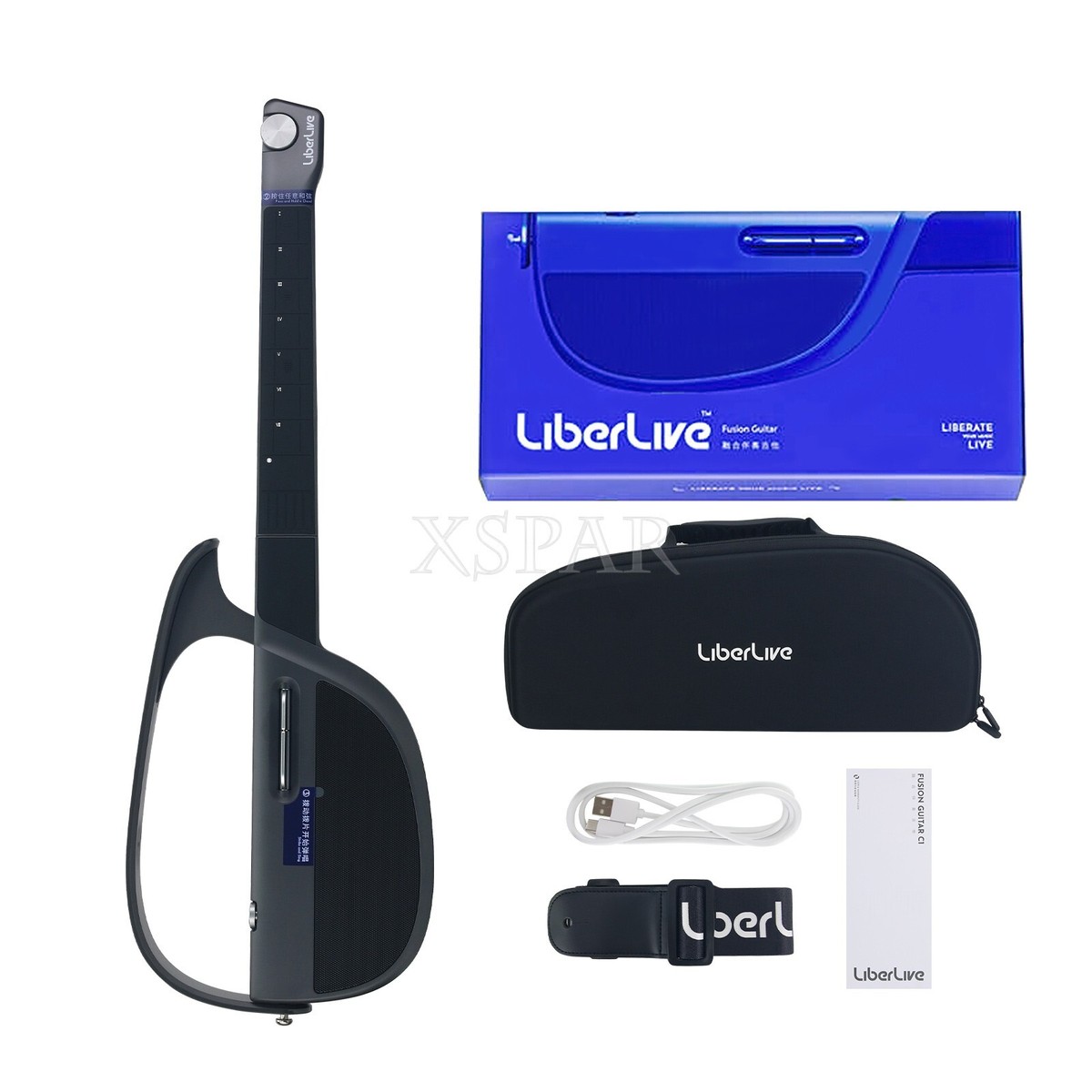 LiberLive Fusion Guitar ケース付き LiberLive C1 Stringless Foldable Smart Travel Guitar Fusion