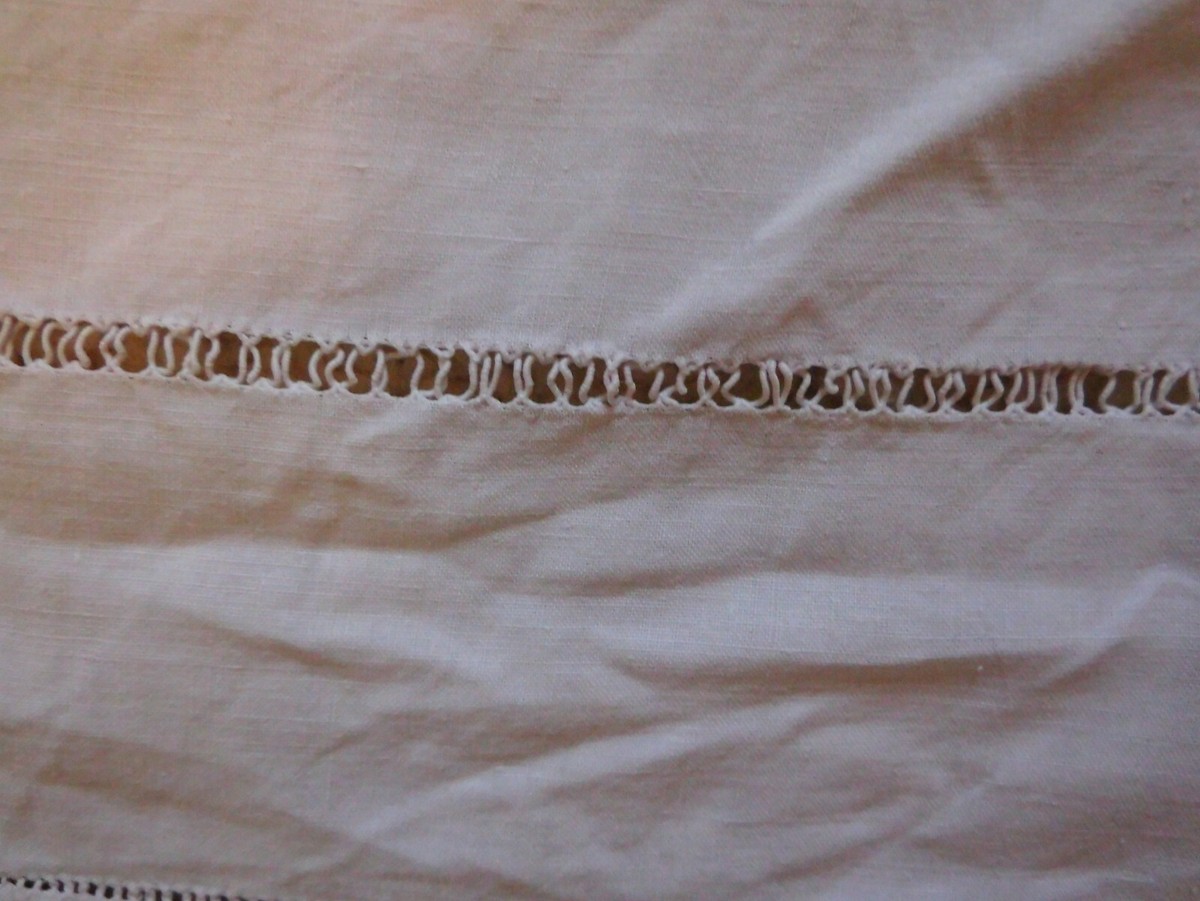 Drap ancien fil de lin Monogramme AC - 225 x 320 cm - Monogramme 16 x 11 cm