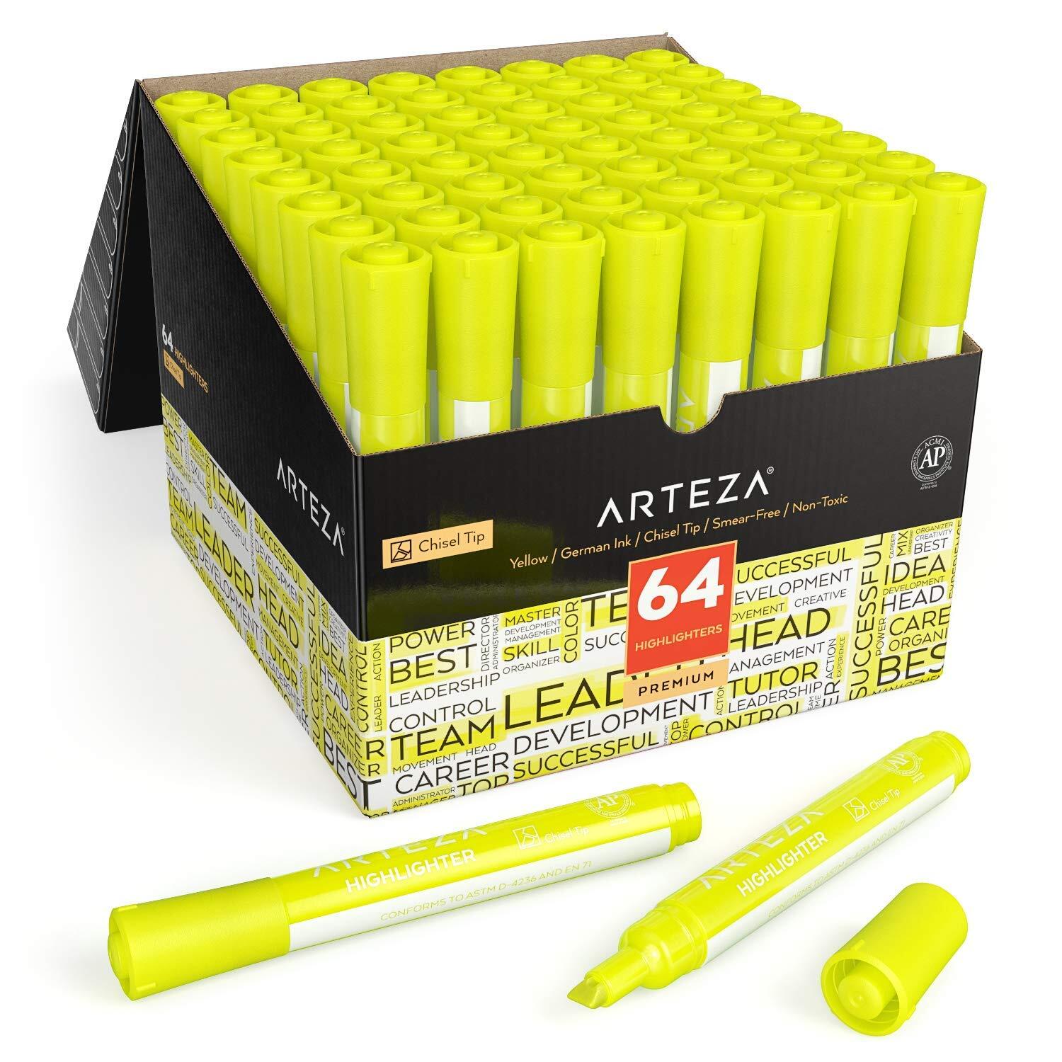 Yellow Highlighters in Bulk, Pack of 64, Chisel Tip Markers-image