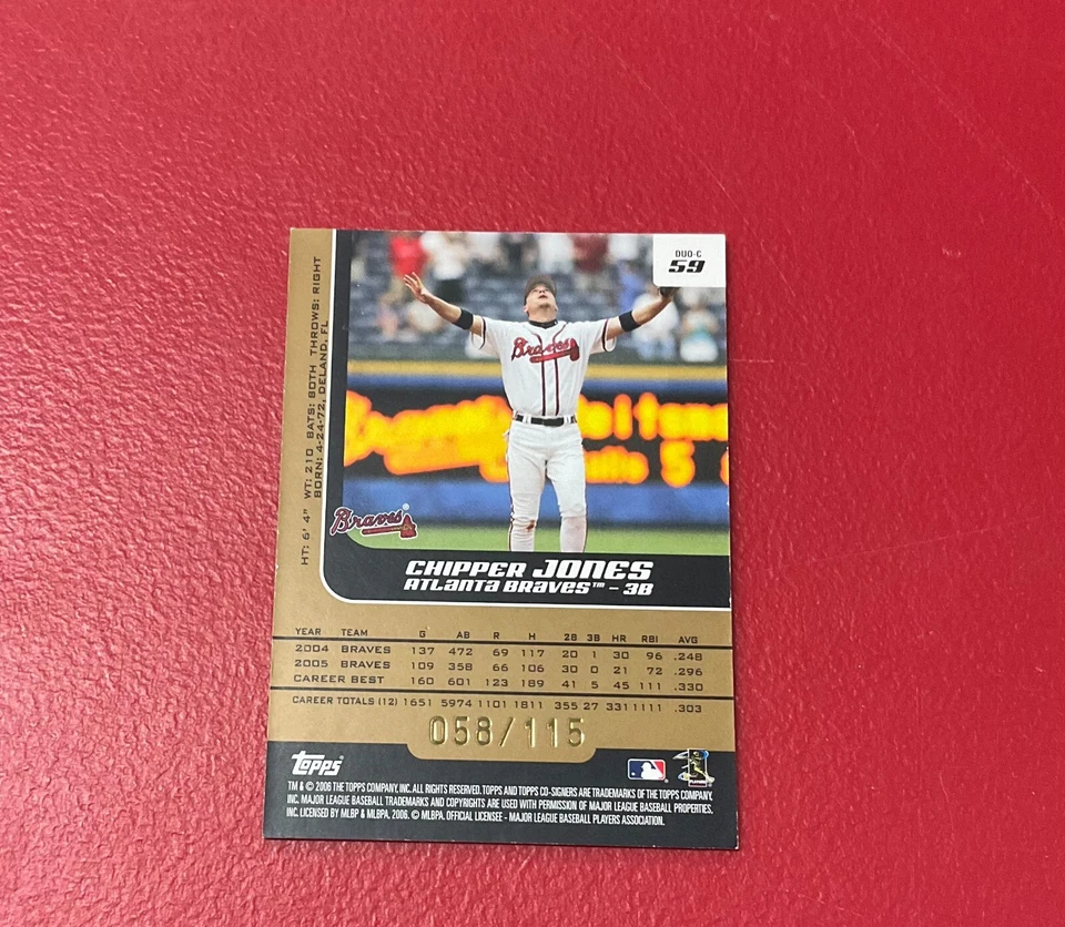 Co-firmantes Chipper Jones Jeff Francoeur 2006 cambiantes caras bronce/115 patio Foto 2 de 2