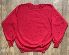 Vintage Blank Sweatshirt Crewneck Red 80s Raglan 50/50 USA Small