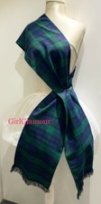 Black Watch Tartan Sash Rosette Scarf Burns Night Scottish Dress Headband Bow