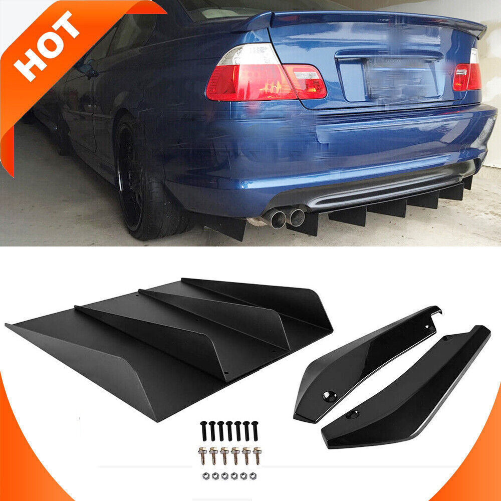 For BMW E90 328i 335i Rear Diffuser 4Fins Bumper Splitter Spoiler