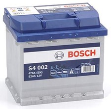 BATTERIA AUTO AVVIAMENTO BOSCH 52 AH 470A 12V S4002 POSITIVO DX SENZA START/STOP