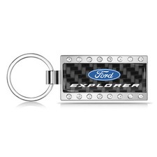 Ford Explorer Carbon Fiber Chrome Metal Crystal Rhinestone Key Chain