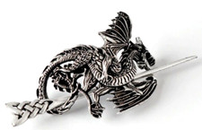 Dragon Hair Clip Hairpin Celtic Viking Wales Hair Pin Slide Silver 6 x 4 cm