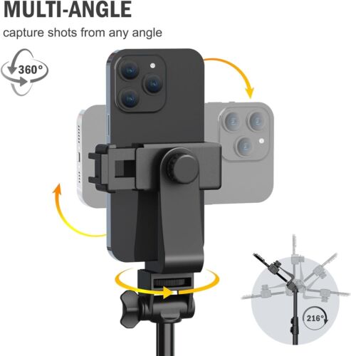 64” Tripod for Cell Phone & Camera Phone Tripod with Remote and Phone Holder - Picture 3 of 7