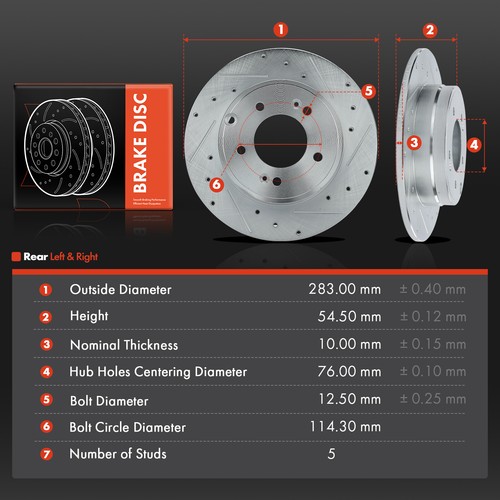 Drilled Rotors for Hyundai Sonata 2005-2018 Azera Tucson Kia Optima Cadenza Rear - Picture 5 of 8