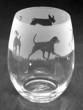 WEIMARANER Frieze Boxed 36cl Crystal Stemless Wine / Water Glass