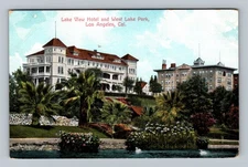 Los Angeles CA-California Lake View Hotel West Lake Park Vintage Postcard Card
