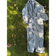 Vintage Big Mac Herringbone Twill Coveralls Blue Workwear Jumpsuit Distressed