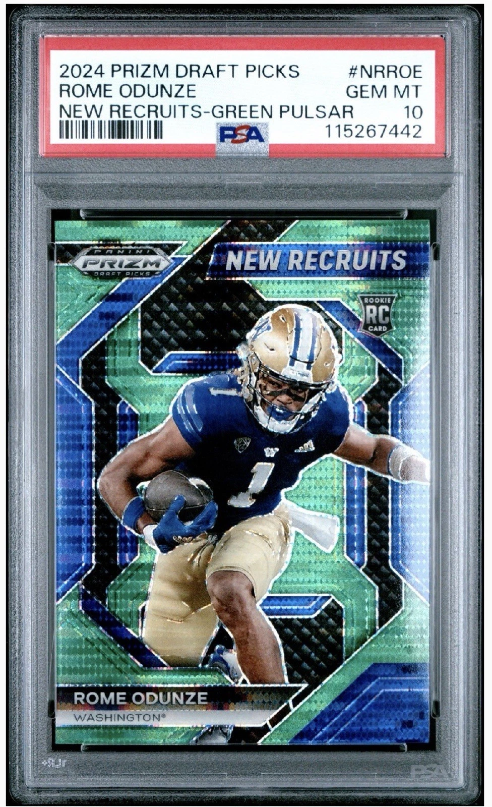 Rome Odunze Panini Prizm Draft Picks New Recruits #NRROE Green Pulsar