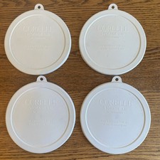LOT OF 4 Corelle White 418-PC Storage Lids; Fits 18-oz Soup Cereal Bowl; 6-1/4"