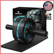 Dual-Wheel Ab Roller - Secure Core Workout with Knee Pad Included