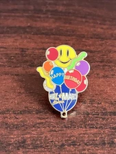 Walmart Smiley Mascot Happy Birthday Balloons Lapel Hat Pin