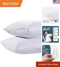 Set of 2 Noiseless Zippered Pillow Covers, 200 Thread Count - Standard Size