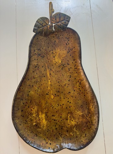 Decorative Metal Rustic Pear Shape Footed Platter With Hook 19" - Picture 6 of 20