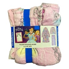 Disney Princess Girl's 3 Piece Hooded Robe  Pajama Set 2T 