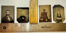 Lot of 4 Victorian Original Portrait Tintype Photographs Men, Women,  Infants