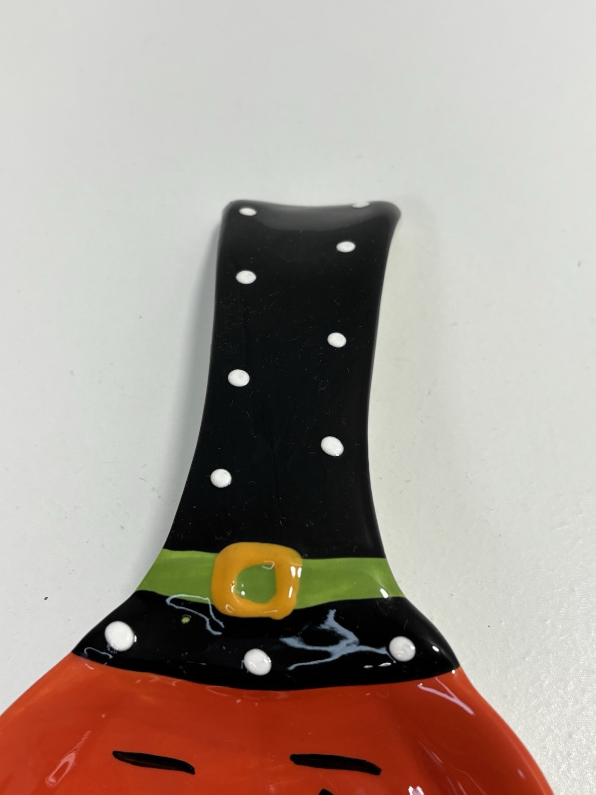 Jack O Lantern Lane Pumpkin Halloween Spoon Rest Ceramic 9” X 5”
